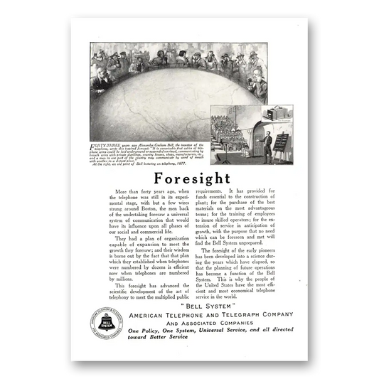 1922 American Telephone Foresight More Than Forty Years Ago Vintage Magazine Print Ad