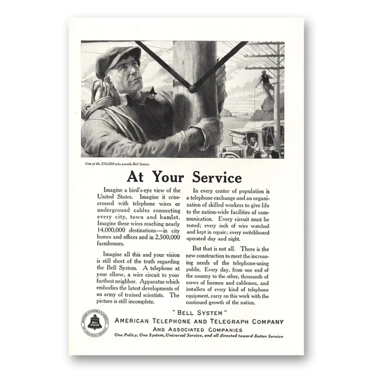 1922 American Telephone At Your Service Vintage Magazine Print Ad