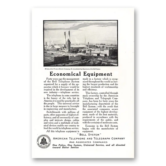 1922 American Telephone Economical Equipment Vintage Magazine Print Ad