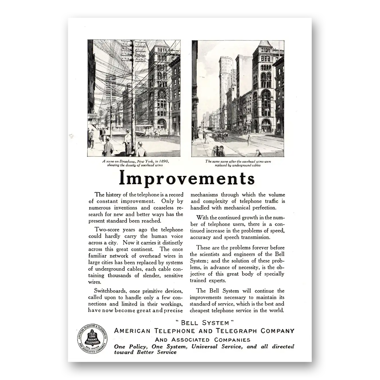 1922 American Telephone Improvements History of Telephone Vintage Magazine Print Ad