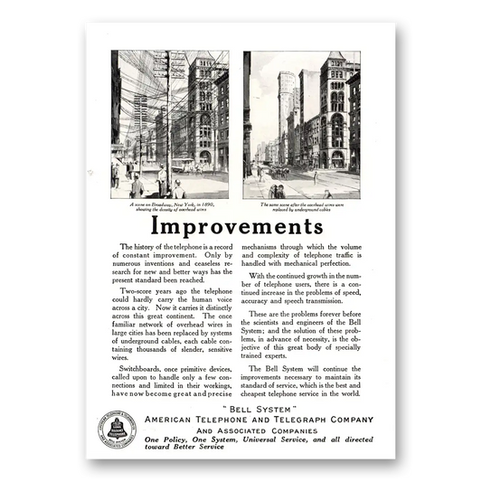 1922 American Telephone Improvements History of Telephone Vintage Magazine Print Ad