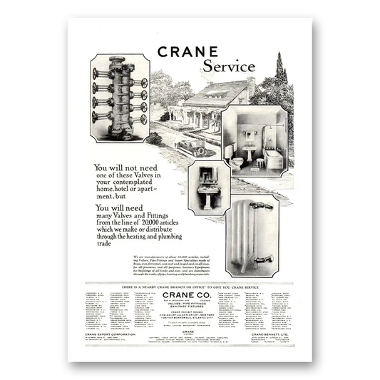 1922 Crane You Will Not Need One of These Valves Vintage Magazine Print Ad