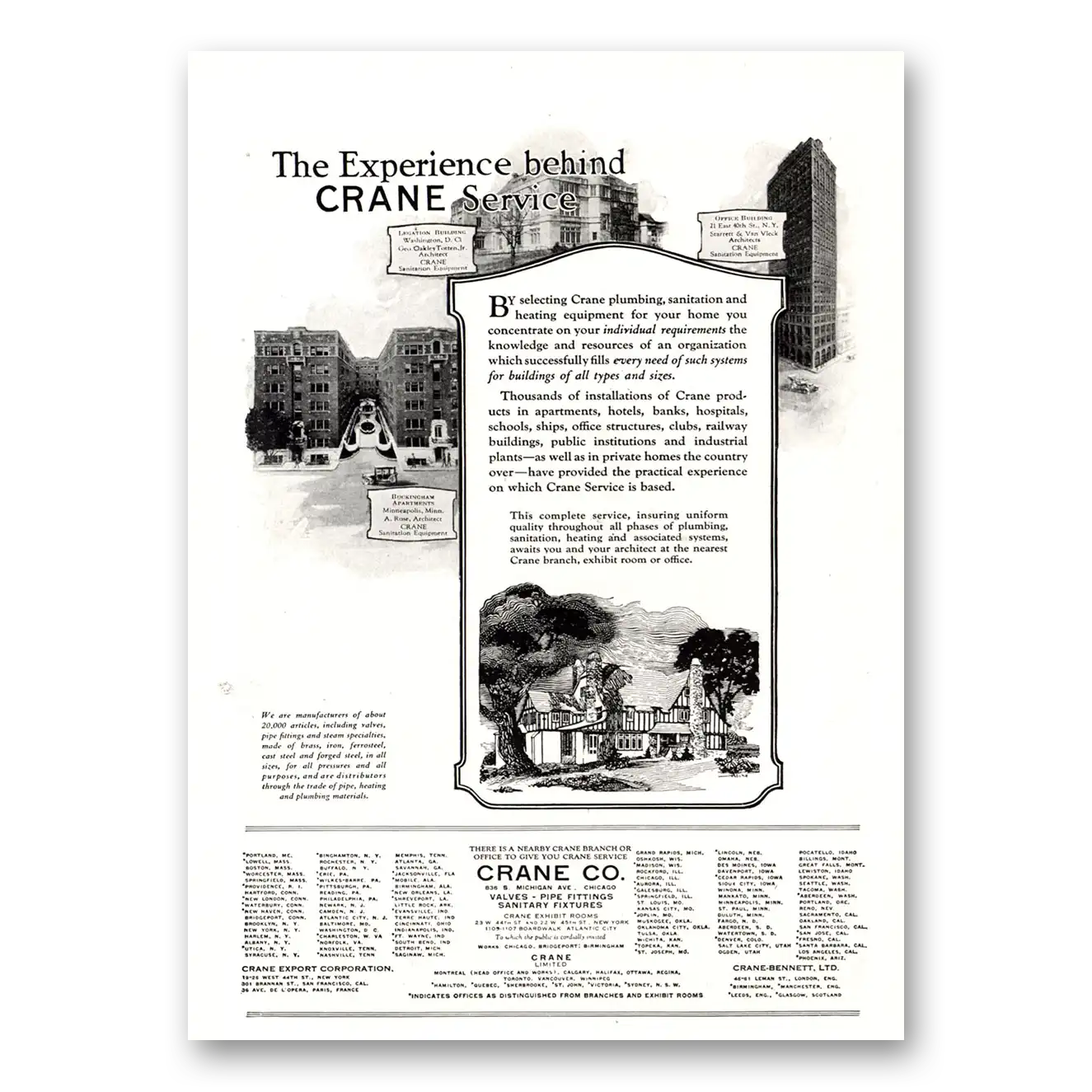 1922 Crane Buckingham Apartments Minneapolis Vintage Magazine Print Ad