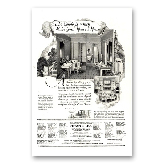 1922 Crane Comforts Which Make Your House a Home Vintage Magazine Print Ad