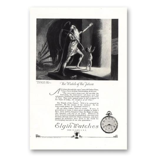 1922 Elgin Watch Through the Ages Father Time Vintage Magazine Print Ad