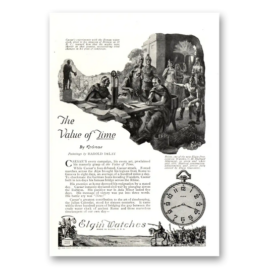 1922 Elgin Watch Caesars Every Campaign Vintage Magazine Print Ad