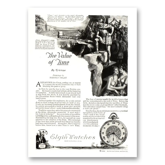 1922 Elgin Watch Alexander the Great Vintage Magazine Print Ad