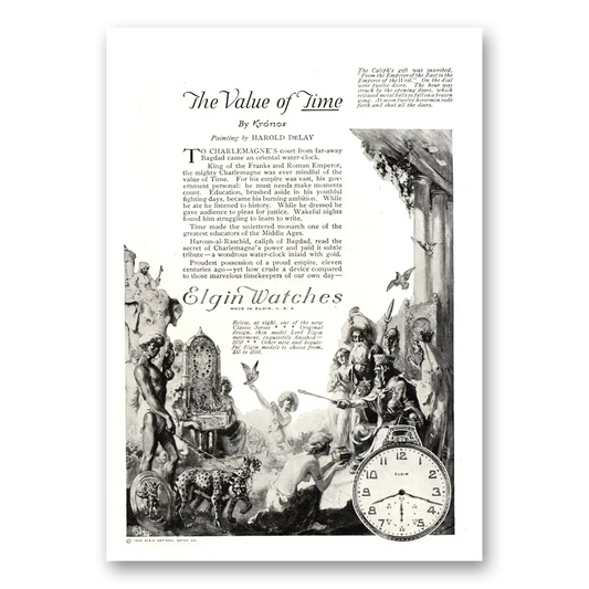 1922 Elgin Watch Charlemagnes Court Bagdad Vintage Magazine Print Ad
