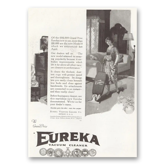 1922 Eureka Vacuum Cleaner Vacuum Cleaner Model 9 Vintage Magazine Print Ad