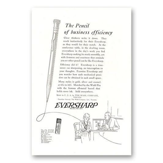 1922 Wahl Eversharp Pencil of Business Efficiency Vintage Magazine Print Ad