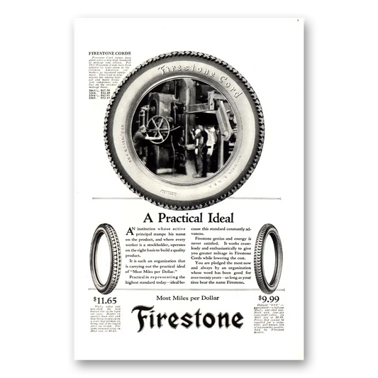 1922 Firestone Tires Practical Ideal Vintage Magazine Print Ad