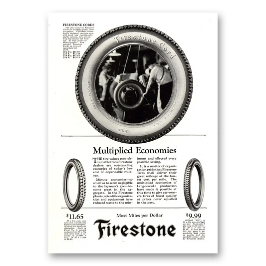 1922 Firestone Tires Multiplied Economics Vintage Magazine Print Ad