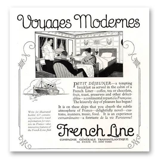 1922 French Line Petit Dejeuner Tempting Breakfast Vintage Magazine Print Ad