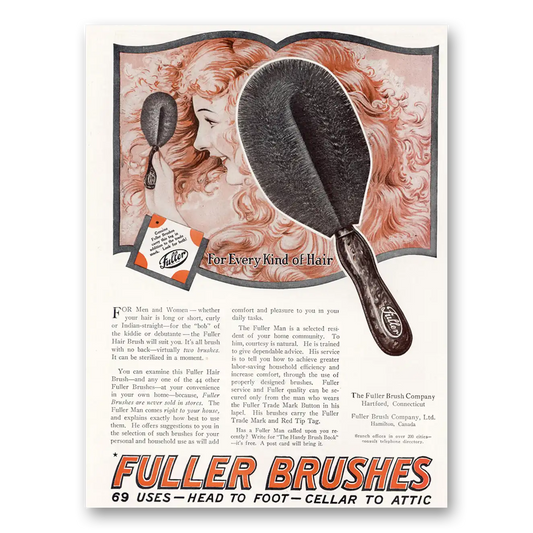 1922 Fuller Brush For Every Kind of Hair Vintage Magazine Print Ad