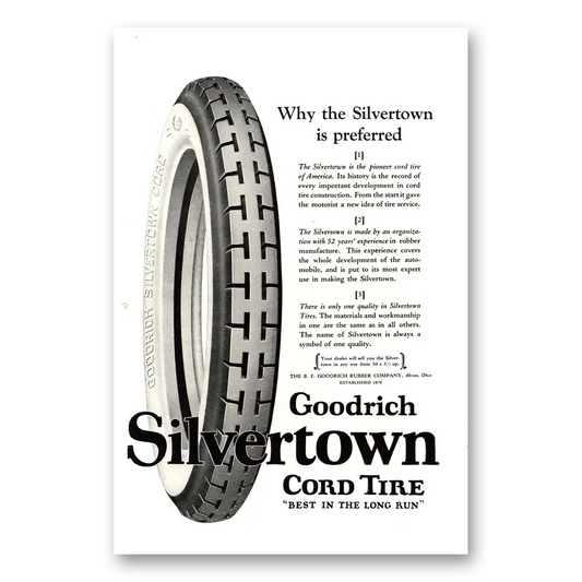 1922 Goodrich Silvertown Cord Tires Tire Preferred Vintage Magazine Print Ad