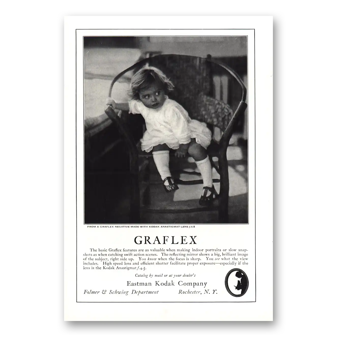 1922 Graflex Cameras Indoor Portraits Vintage Magazine Print Ad