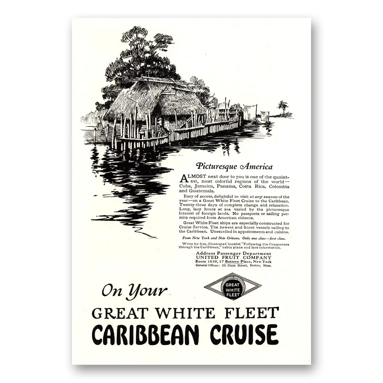 1922 Great White Fleet Picturesque America Vintage Magazine Print Ad