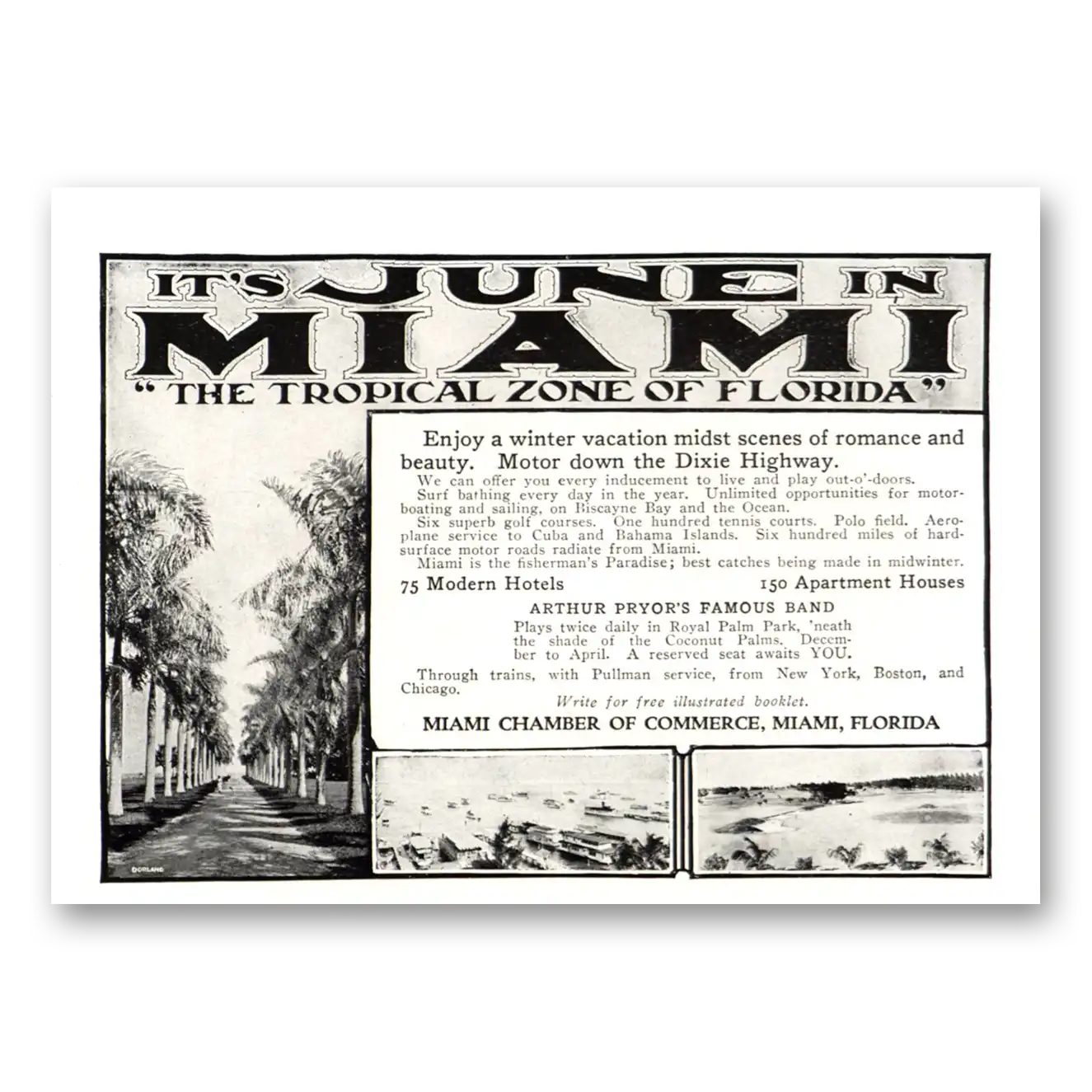 1922 Miami Florida June Tropical Zone of Florida Vintage Magazine Print Ad