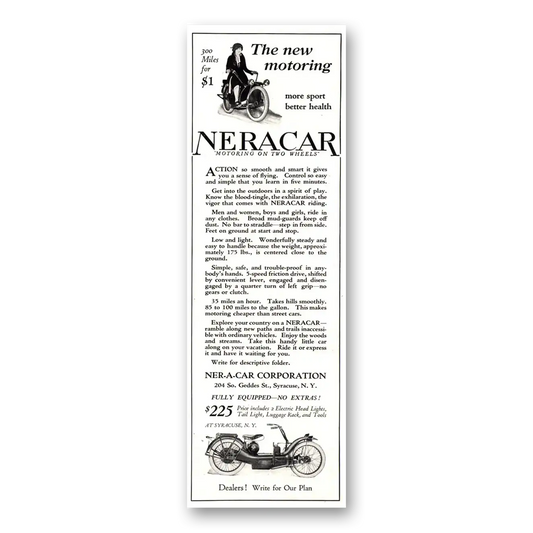 1922 Ner A Car New Motoring More Sport Better Health Vintage Magazine Print Ad