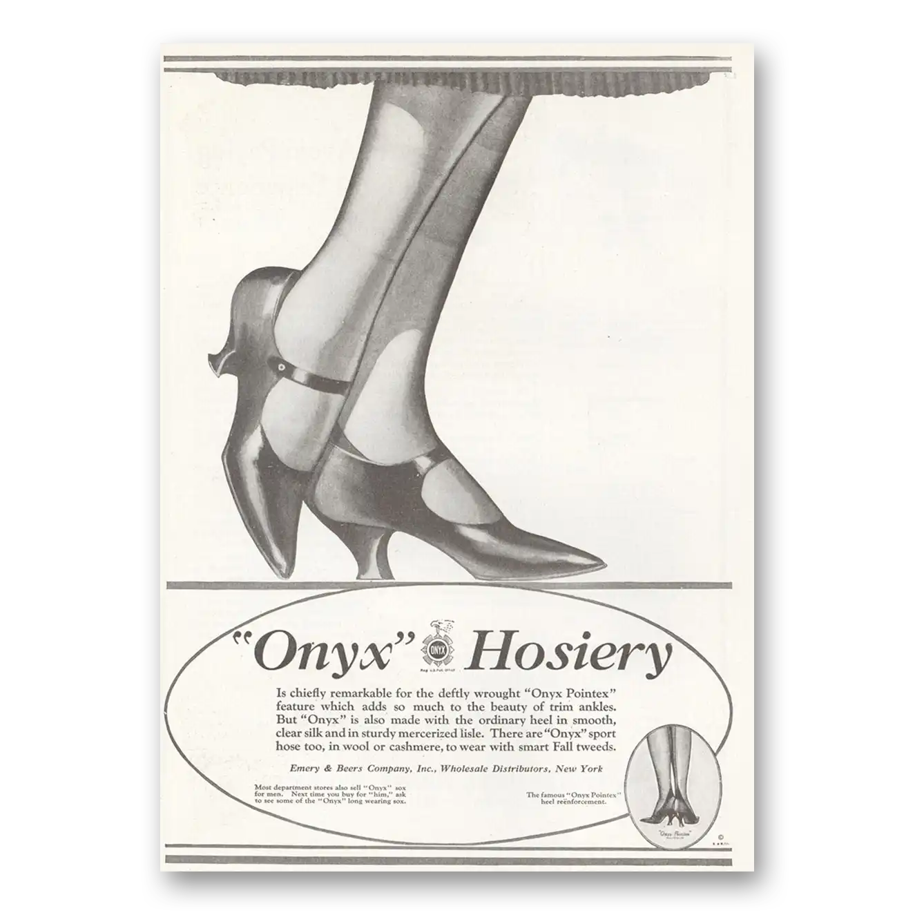 1922 Onyx Hosiery Onyx Hosiery Deftly Wrought Onyx Pointex Vintage Magazine Print Ad