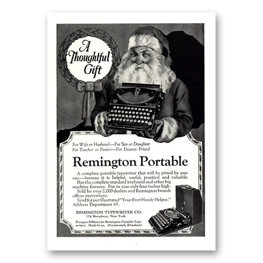 1922 Remington Typewriter Santa Claus Vintage Magazine Print Ad