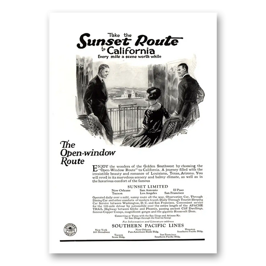 1922 Southern Pacific Open Window Route Vintage Magazine Print Ad