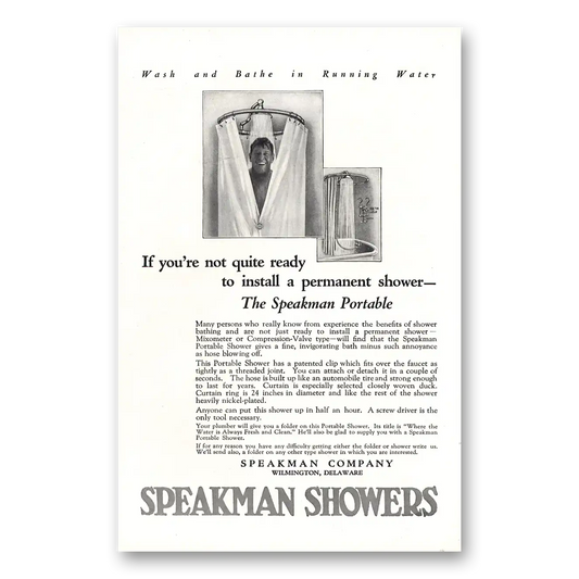 1922 Speakman Showers Not Quite Ready to Install Vintage Magazine Print Ad