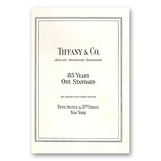 1922 Tiffany & Co 85 Years One Standard Vintage Magazine Print Ad