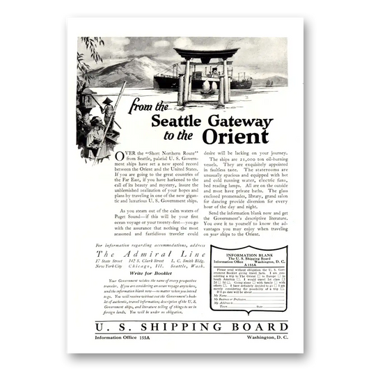 1922 Admiral Line Seattle Gateway to Orient Vintage Magazine Print Ad