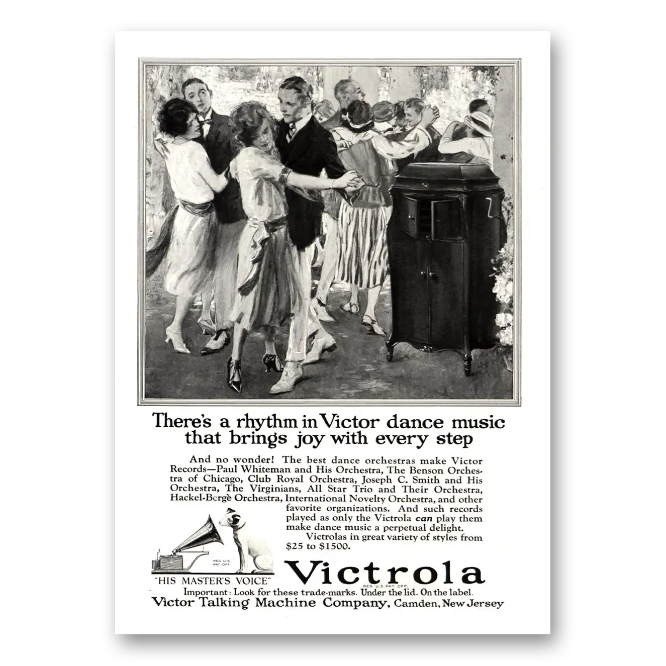 1922 Victrola Rhythm In Victor Dance Music Vintage Magazine Print Ad