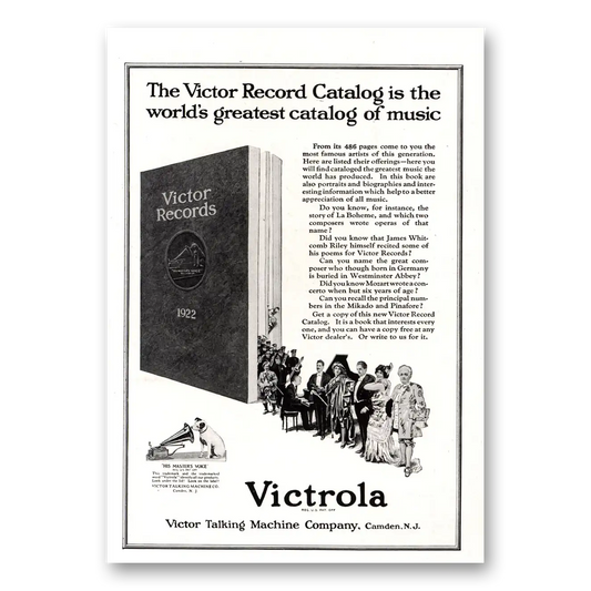 1922 Victor Records Record Catalog Greatest Catalog of Music Vintage Magazine Print Ad