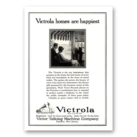 1922 Victrola Homes Are Happiest Best Music of Every Kind Vintage Magazine Print Ad