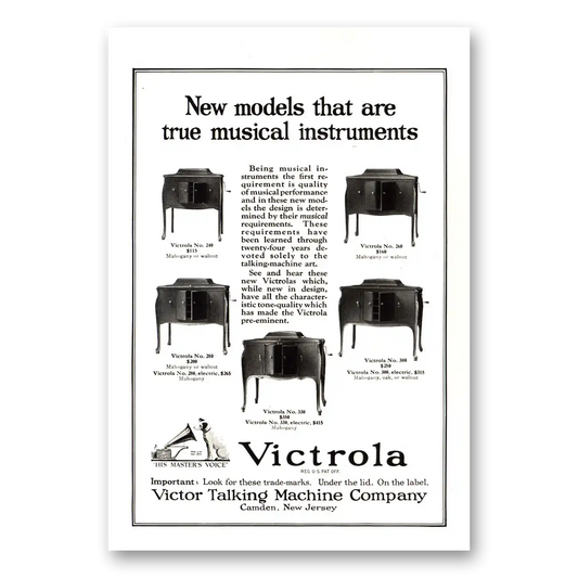 1922 Victrola True Musical Instruments Vintage Magazine Print Ad