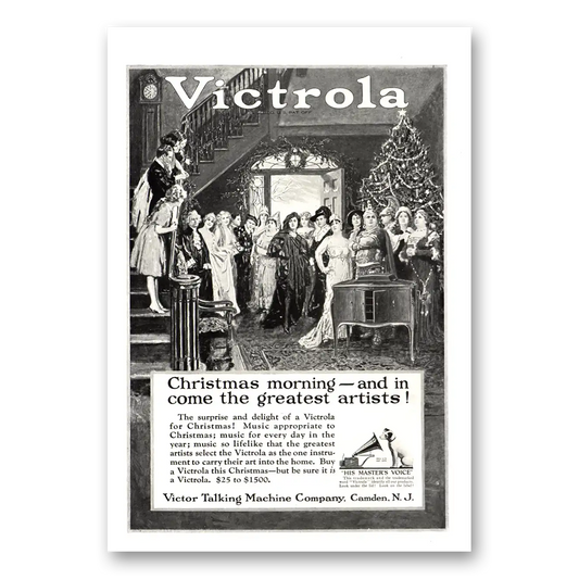 1922 Victrola Christmas Morning Greatest Artists Vintage Magazine Print Ad