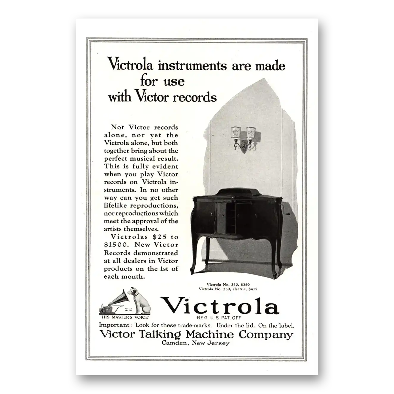 1922 Victrola Instruments Are Made for Use Vintage Magazine Print Ad