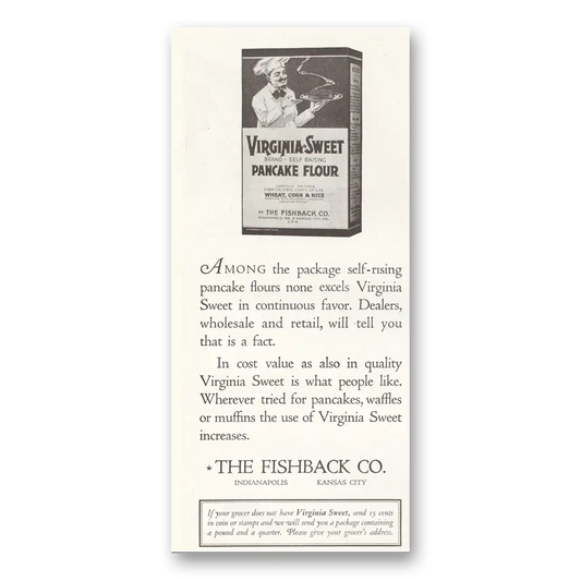 1922 Virginia Sweet Pancake Flour Among the Package Self Rising Vintage Magazine Print Ad