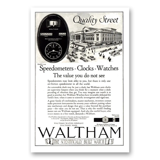 1922 Waltham Watch Quality Street Speedometers Clocks Vintage Magazine Print Ad