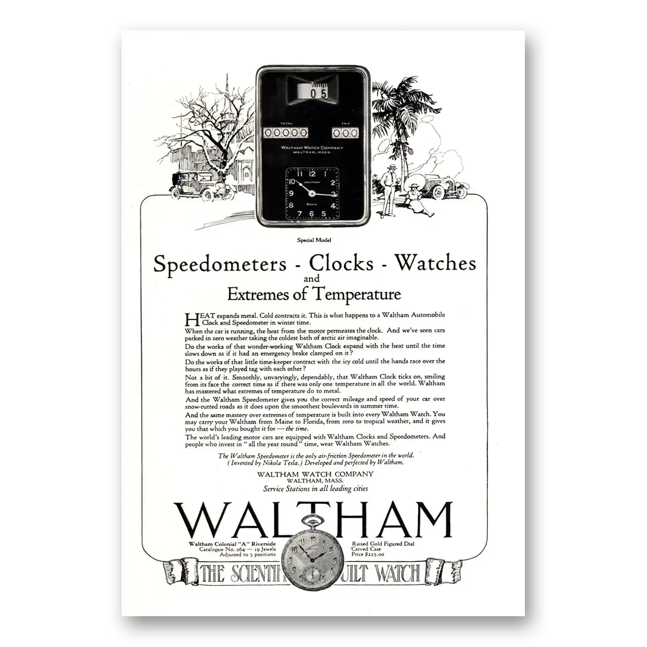 1922 Waltham Watch Speedometers Clocks Watches Vintage Magazine Print Ad