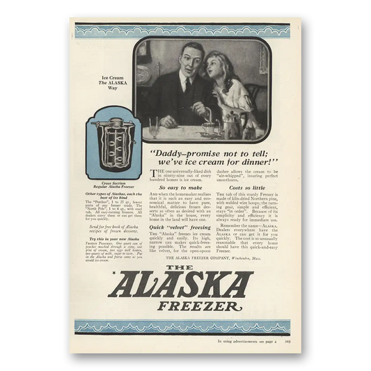 1923 Alaska Freezer Daddy Promise Not to Tell Vintage Magazine Print Ad