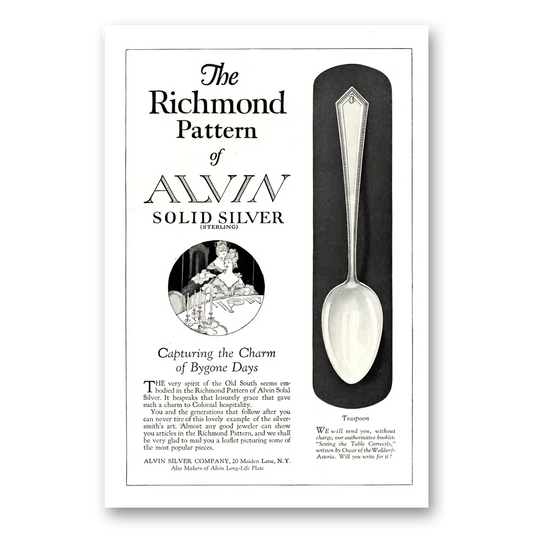 1923 Alvin Silver Richmond Pattern Vintage Magazine Print Ad