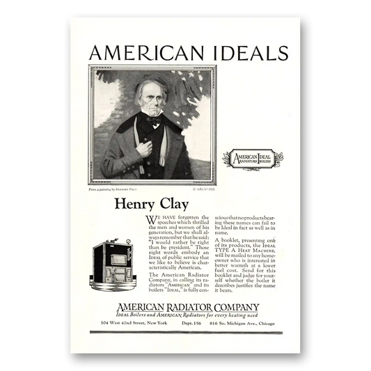 1923 American Radiator Henry Clay Vintage Magazine Print Ad