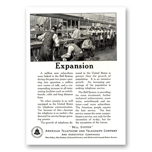 1923 American Telephone Expansion Million New Subscribers Vintage Magazine Print Ad