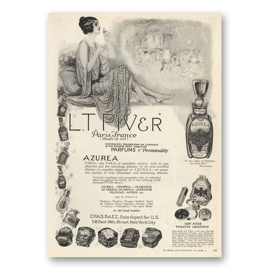 1923 Azurea Parfum Paris Matchell Artistry Vintage Magazine Print Ad