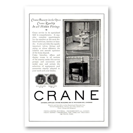 1923 Crane Beauty In the Open Vintage Magazine Print Ad