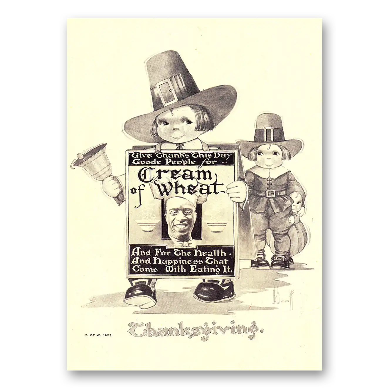 1923 Cream of Wheat Give Thanks This Day Goode People Thanksgiving Vintage Magazine Print Ad