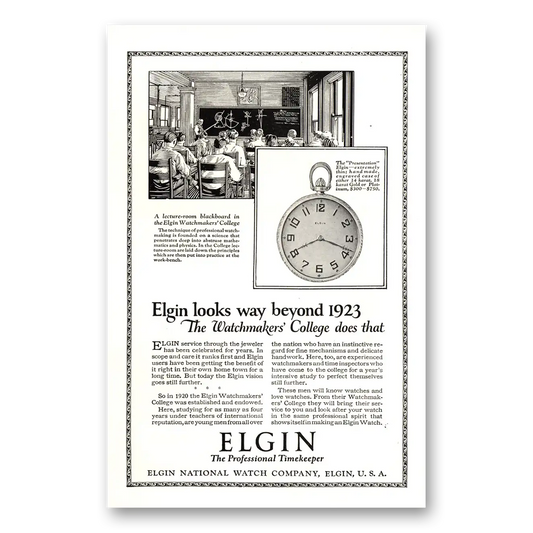 1923 Elgin Watch Looks Way Beyond 1923 Vintage Magazine Print Ad