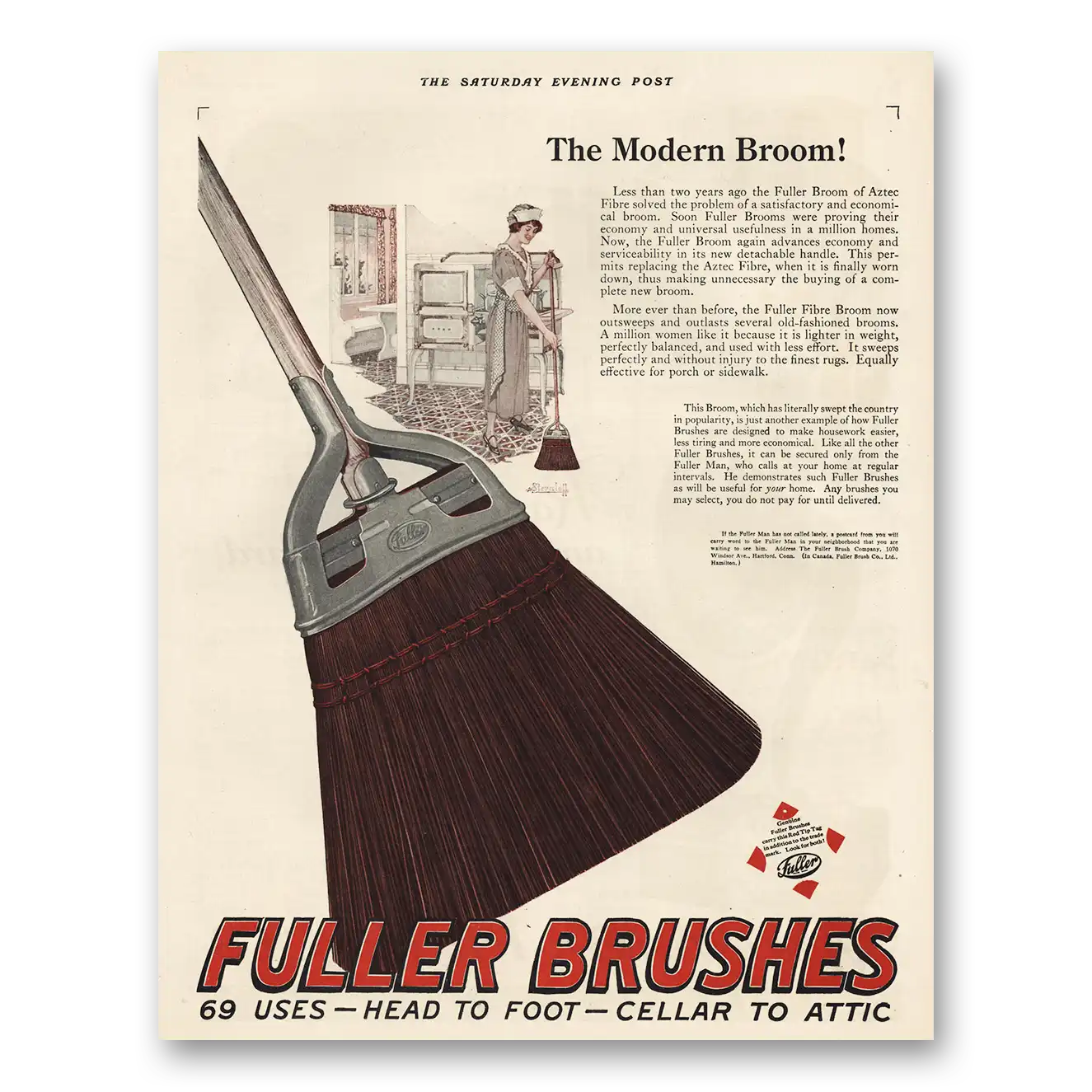 1923 Fuller Brush The Modern Broom Vintage Magazine Print Ad