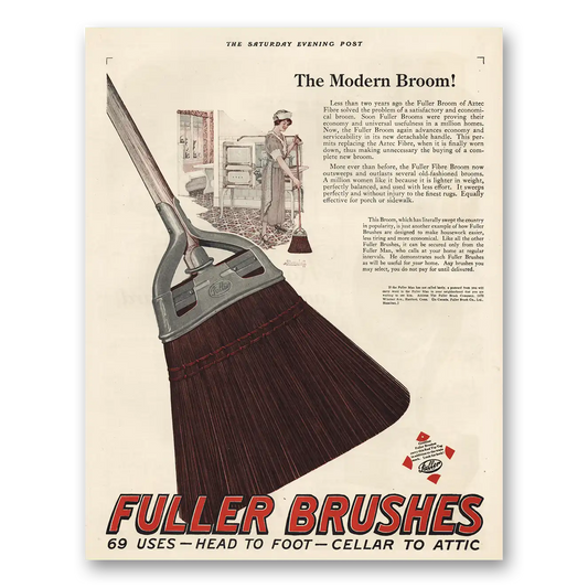 1923 Fuller Brush The Modern Broom Vintage Magazine Print Ad