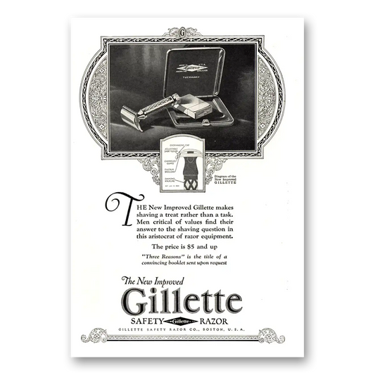 1923 Gillette Razor Makes Shaving a Treat Vintage Magazine Print Ad