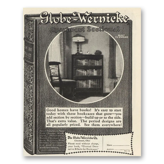 1923 Globe Wernicke Good Homes Have Books Vintage Magazine Print Ad